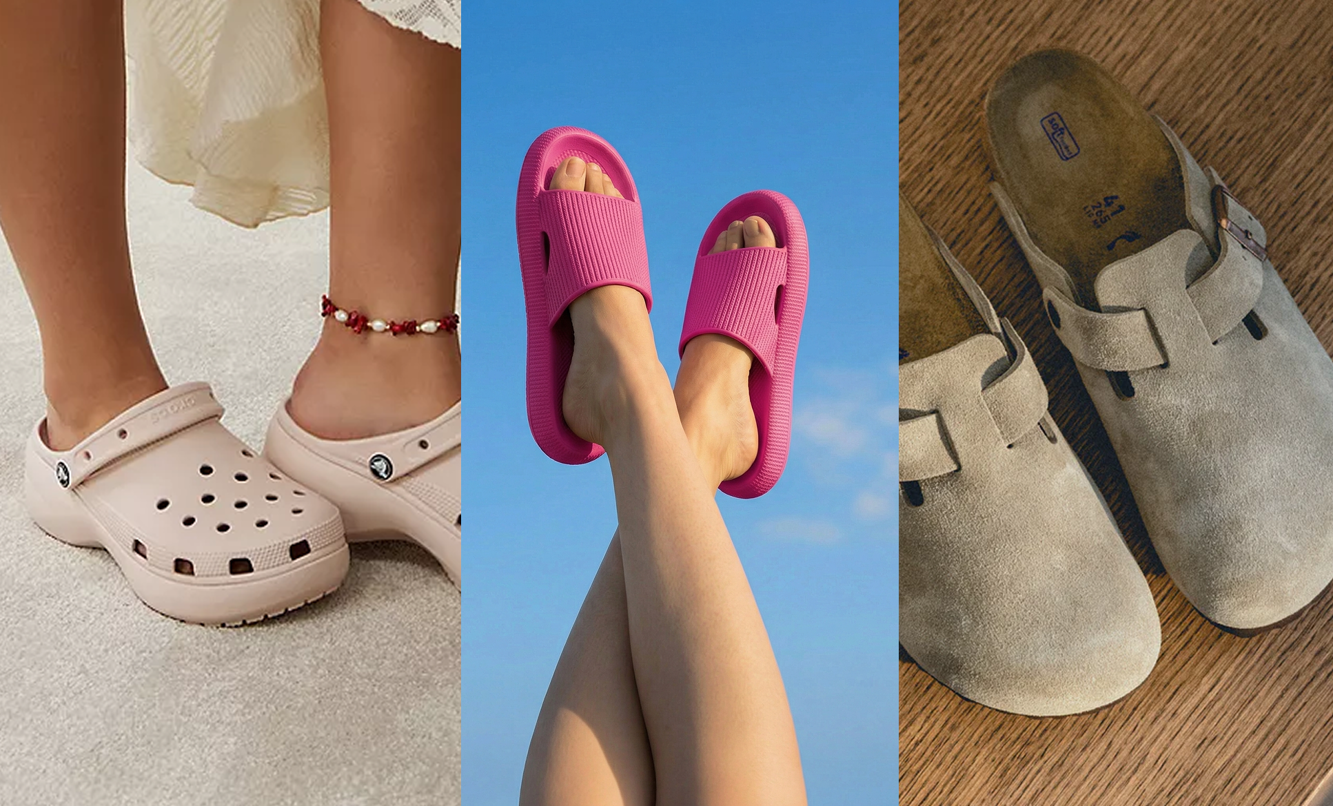 Crocsit, Birkenstockit, HappyFlopsit: mukavuusvallankumous naisten kaapeissa